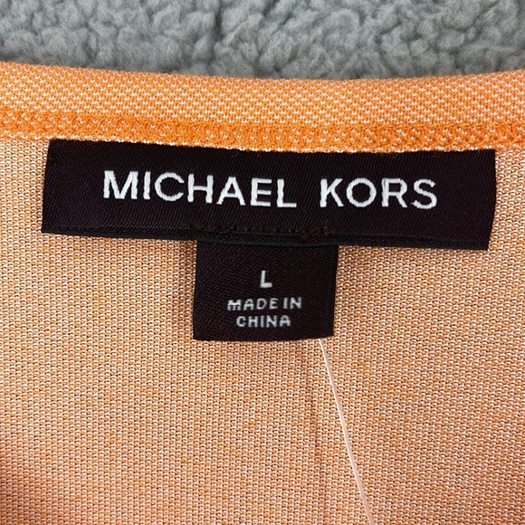 Michael Kors Amber Orange crew neck half button long sleeve size large shirt - Picture 3 of 7
